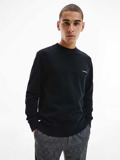 Calvin Klein Ruhák HU928570 | Calvin Klein Organic Cotton Férfi Pulóver Fekete